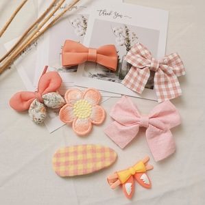 7pcs baby/kids fabric hair clips in different colors